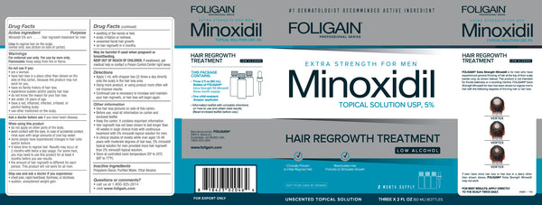 FOLIGAIN Low Alcohol Minoxidil 5% Hair Regrowth Treatment For Men 6 Month Supply - FOLIGAIN