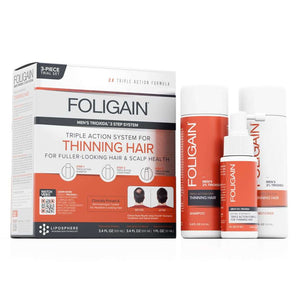 FOLIGAIN Triple Action Hair Care System For Men 3 Piece Trial Set - Foligain US