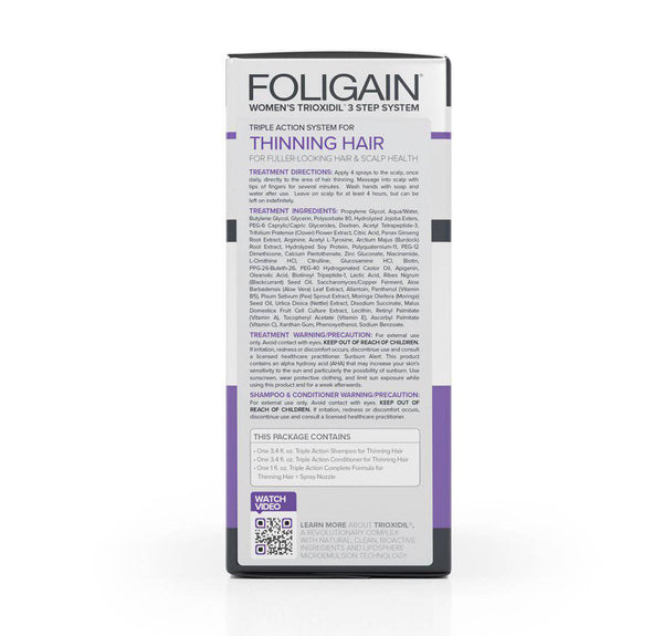 FOLIGAIN Triple Action Hair Care System For Women 3 Piece Trial Set - Foligain US