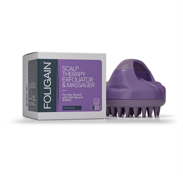 FOLIGAIN Scalp Therapy Exfoliator & Massager in Purple