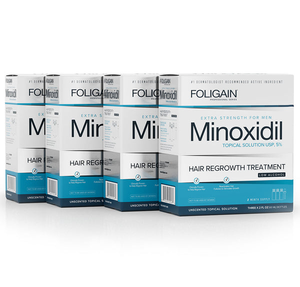 FOLIGAIN Low Alcohol Minoxidil 5% Hair Regrowth Treatment For Men 12 Month Supply - FOLIGAIN