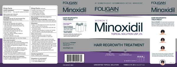 FOLIGAIN Minoxidil 2% Hair Regrowth Treatment For Women 6 Month Supply - FOLIGAIN