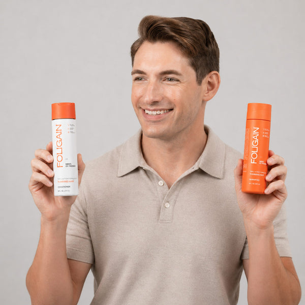 FOLIGAIN Thinning Hair Shampoo and Conditioner Kit for Men with 2% TRIOXIDIL® - FOLIGAIN