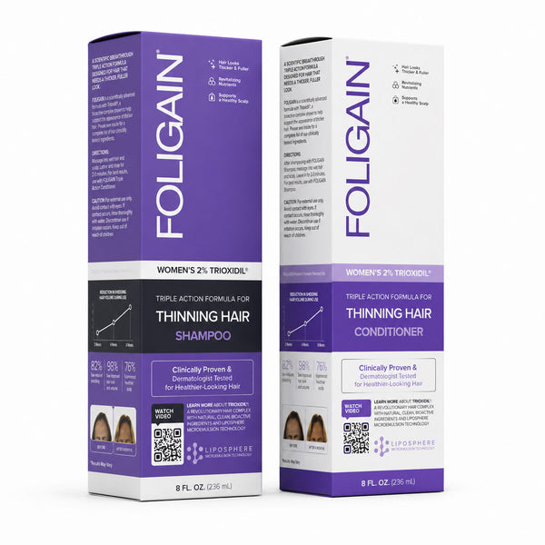 FOLIGAIN® Hair Growth Shampoo + Conditioner Kit For Women with 2% TRIOXIDIL® - FOLIGAIN