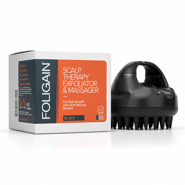FOLIGAIN® Scalp Therapy Exfoliator & Massager in Black - FOLIGAIN