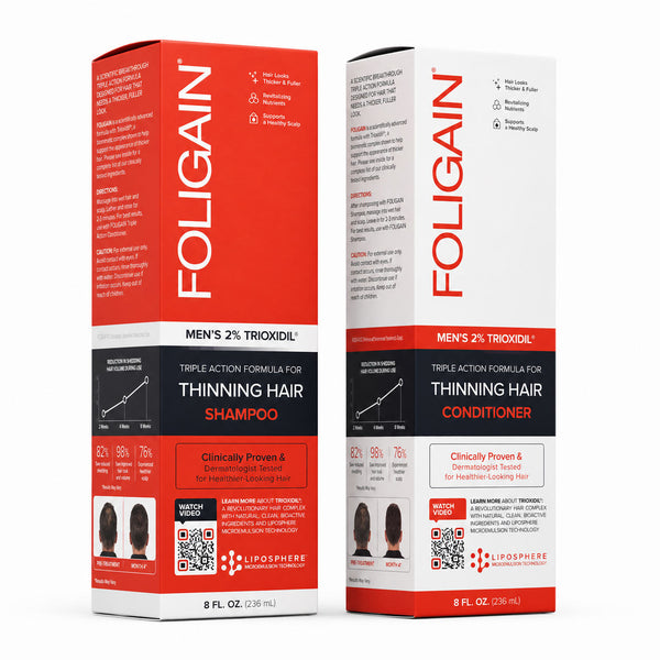 FOLIGAIN® Thinning Hair Shampoo and Conditioner Kit for Men with 2% TRIOXIDIL® - FOLIGAIN