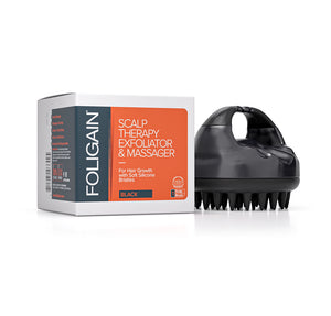 FOLIGAIN Scalp Therapy Exfoliator & Massager in Black - FOLIGAIN