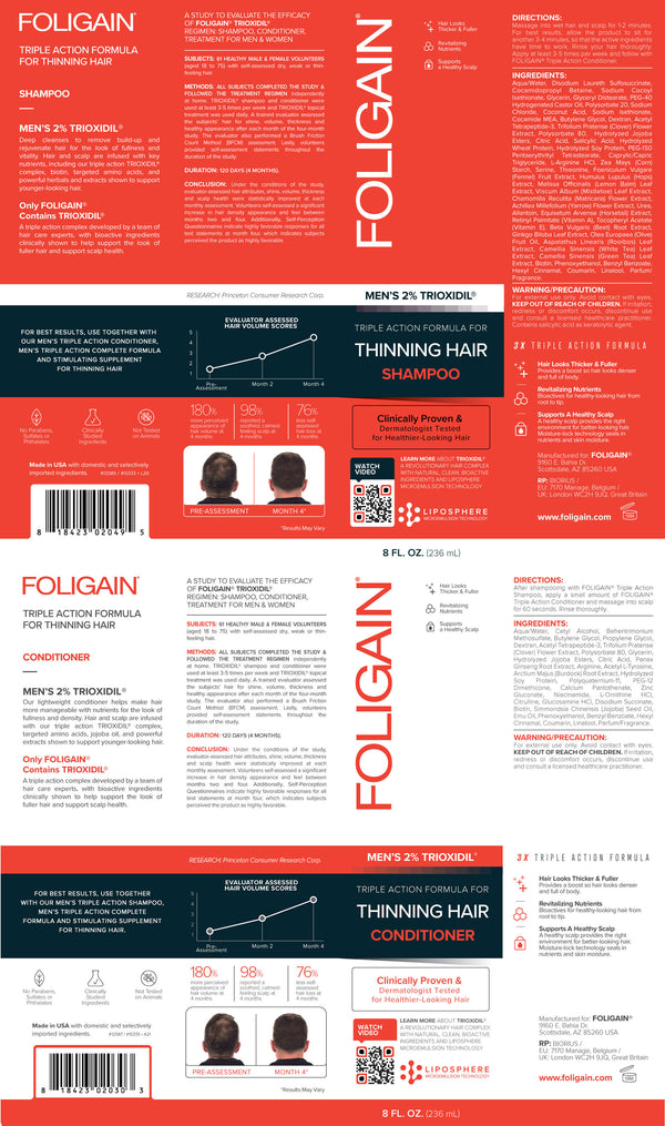 FOLIGAIN Hair Growth Shampoo + Conditioner Kit For Men - FOLIGAIN