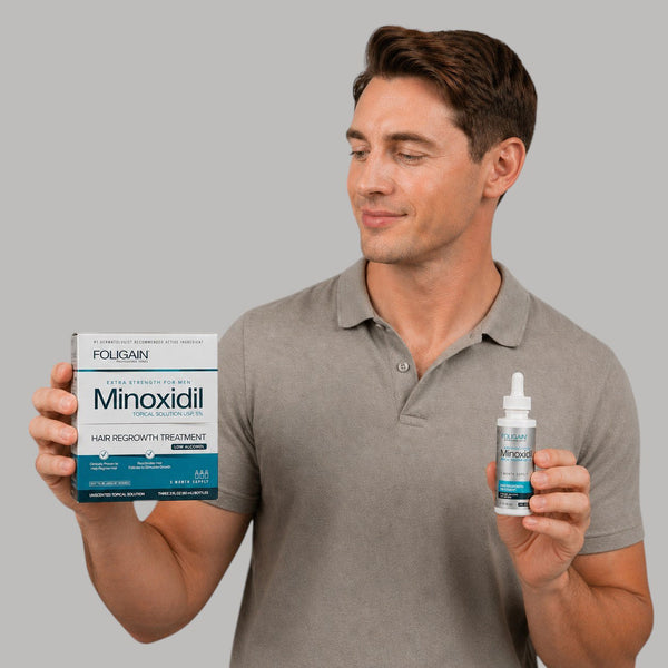 FOLIGAIN® Low Alcohol Minoxidil 5% Hair Regrowth Treatment For Men 12 Month Supply - FOLIGAIN