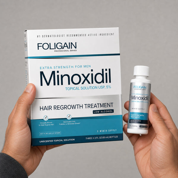 FOLIGAIN® Low Alcohol Minoxidil 5% Hair Regrowth Treatment For Men 12 Month Supply - FOLIGAIN