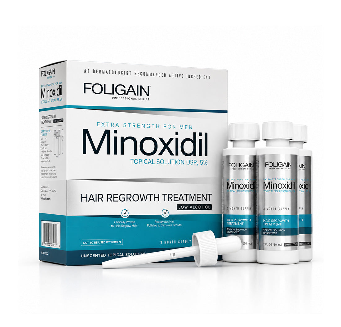 FOLIGAIN® Low Alcohol Minoxidil 5% Hair Regrowth Treatment For Men 3 Month Supply