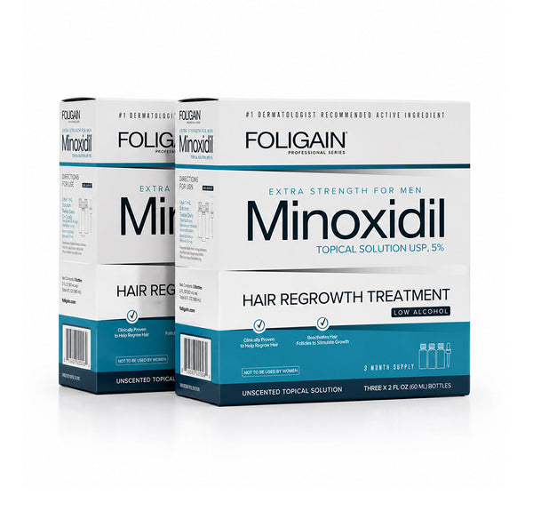 FOLIGAIN® Low Alcohol Minoxidil 5% Hair Regrowth Treatment For Men 6 Month Supply - FOLIGAIN