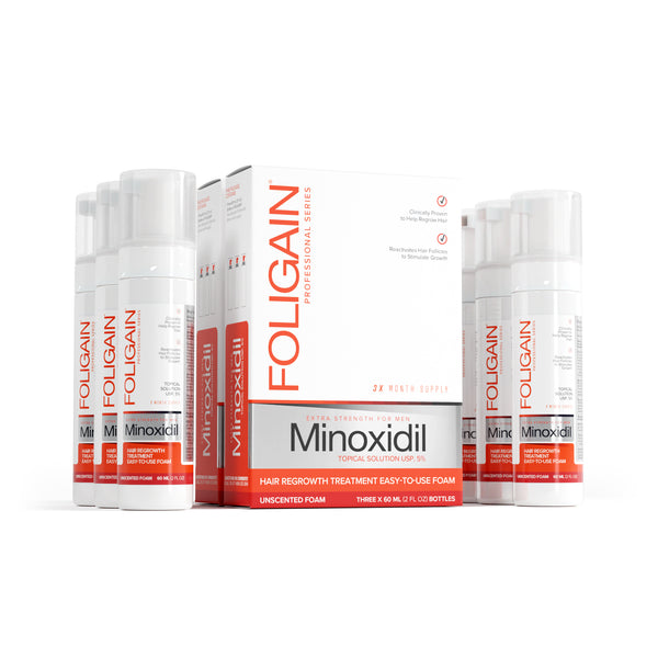 FOLIGAIN Minoxidil 5% Hair Regrowth Foam For Men 6 Month Supply - FOLIGAIN
