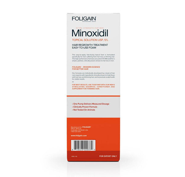 FOLIGAIN Advanced Hair Regrowth Treatment Foam For Men with Minoxidil 5% - Foligain US