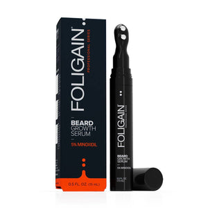 FOLIGAIN® Minoxidil 5% Beard Growth Serum with Rollerball Applicator - Foligain US