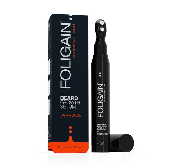 FOLIGAIN® Minoxidil 5% Beard Growth Serum with Rollerball Applicator - Foligain US