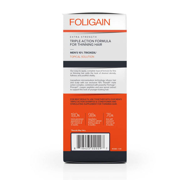 FOLIGAIN Triple Action Complete Formula For Thinning Hair For Men 10% Trioxidil - Foligain US