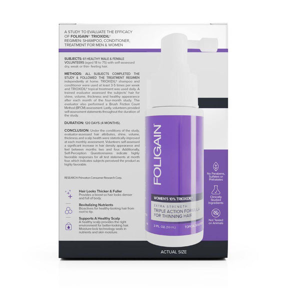 FOLIGAIN Triple Action Complete Formula For Thinning Hair For Women with 10% Trioxidil - Foligain US