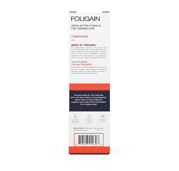 FOLIGAIN Triple Action Conditioner For Thinning Hair For Men with 2% Trioxidil - Foligain US