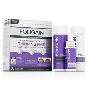 FOLIGAIN Triple Action Hair Care System For Women 3 Piece Trial Set - Foligain US