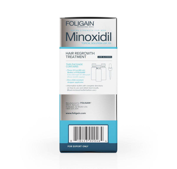FOLIGAIN Low Alcohol Minoxidil 5% Hair Regrowth Treatment For Men 6 Month Supply - FOLIGAIN